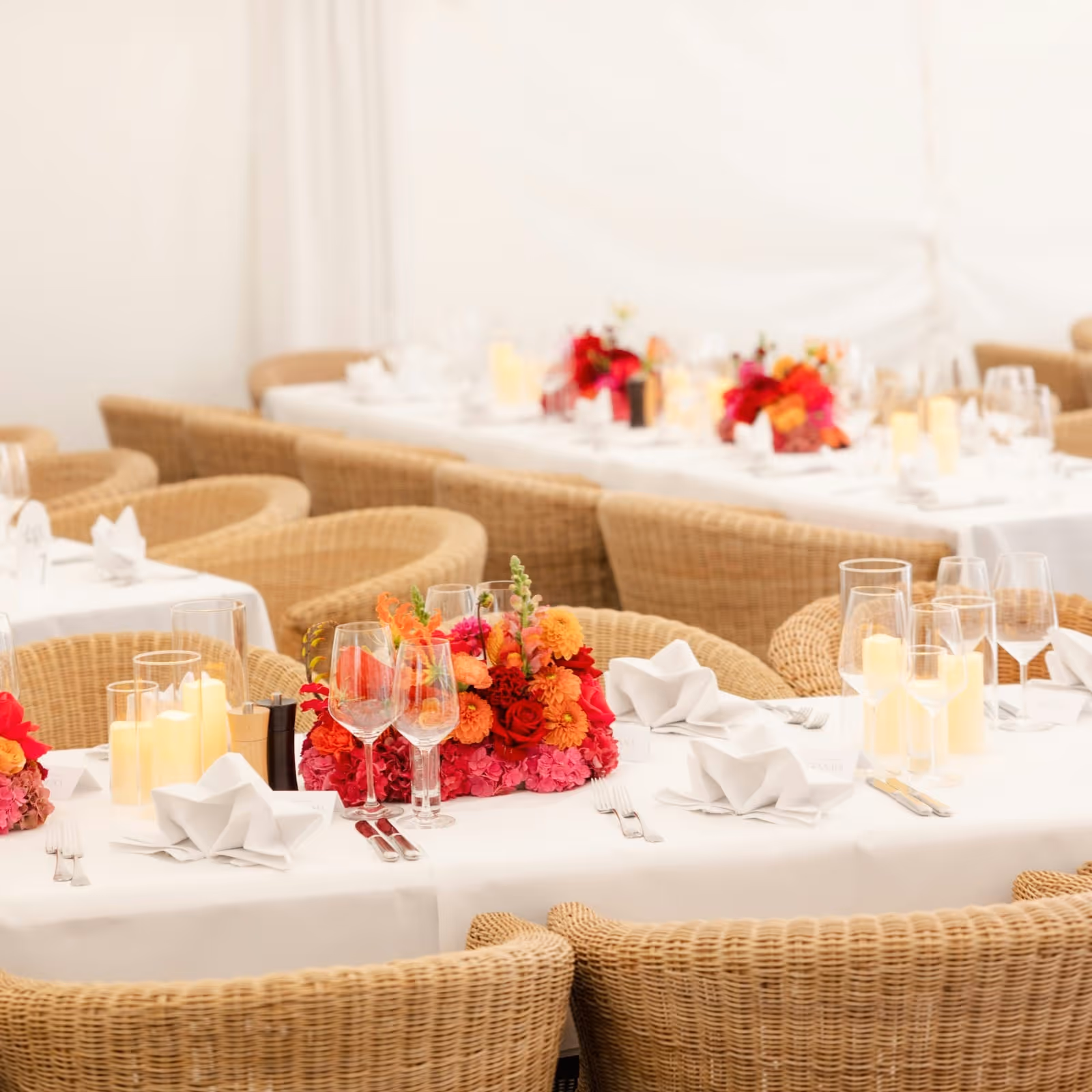 Elegantly set dining table for an event at The Saharsh Pavilion